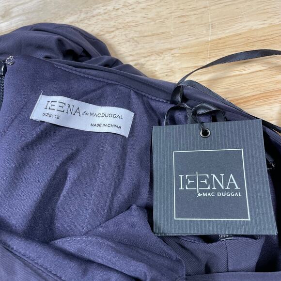 Mac Duggal NWT Foldover Ruched Jersey Off-The-Shoulder Slit Gown Sz 12 Charcoal - Picture 4 of 9